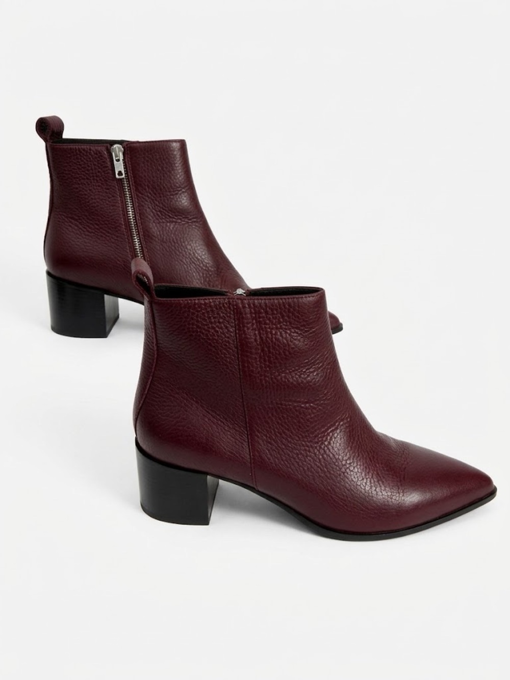 Everlane Boss Boot Burgundy Pebbled Italian Leather Pointed Ankle Bootie 10.5
